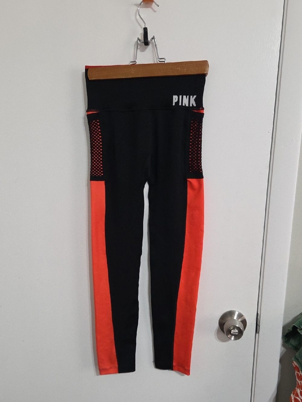 PINK Victoria's Secret Black Leggings with Red Trim